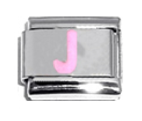 Pink Letter J - 9mm Italian charm - Click Image to Close